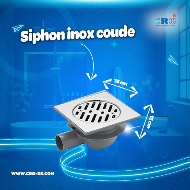 Siphone inox coude 15 cm.15 cm
