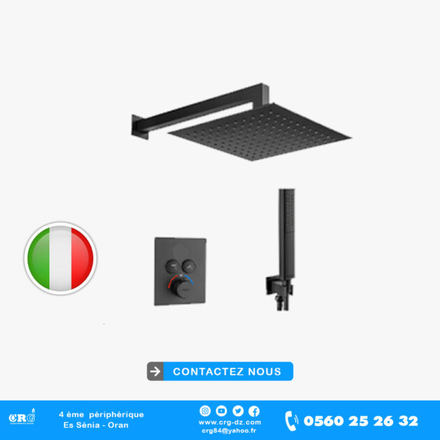 Mitigeur de douche thermo carré noir 02 voie