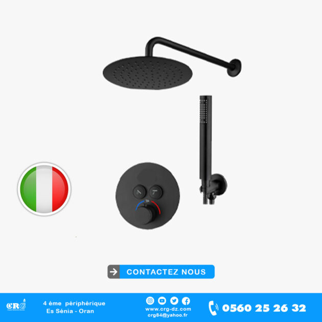 Mitigeur douche thermo rond noir 02 voies