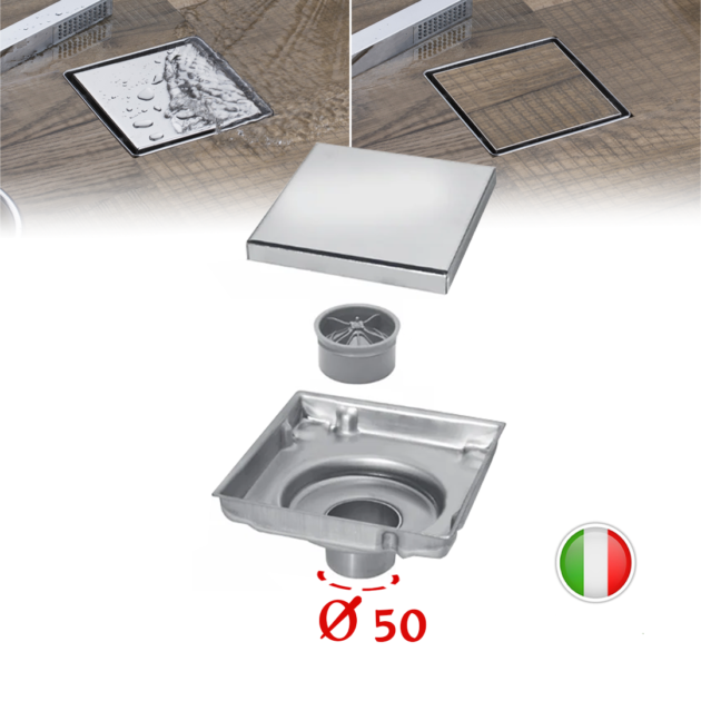 Siphone inox droit 15x15 porte faience