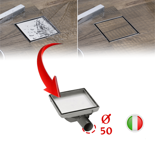 siphone inox 15x15 coudé porte faience