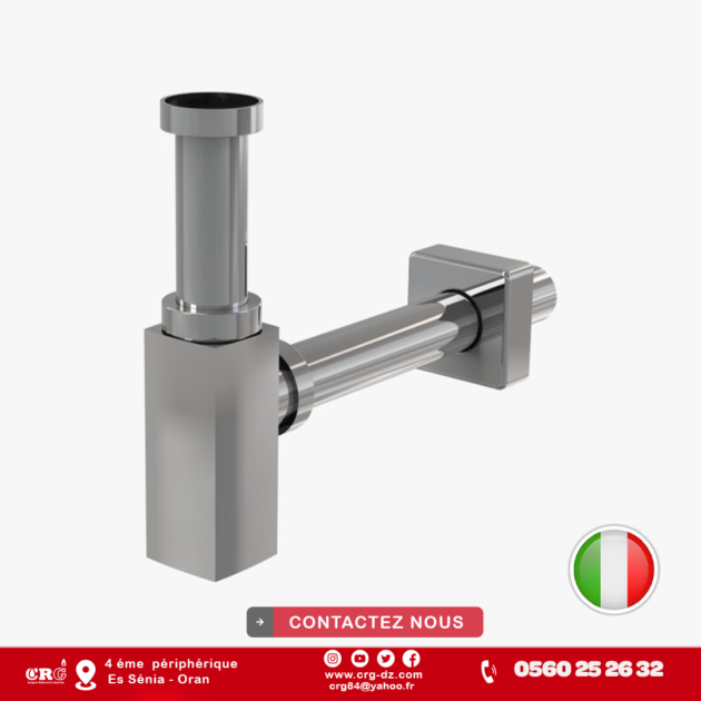 Siphone lavabo carré sans bonde